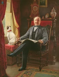 Porträt von M. le Comte de C. mit seinem Hund